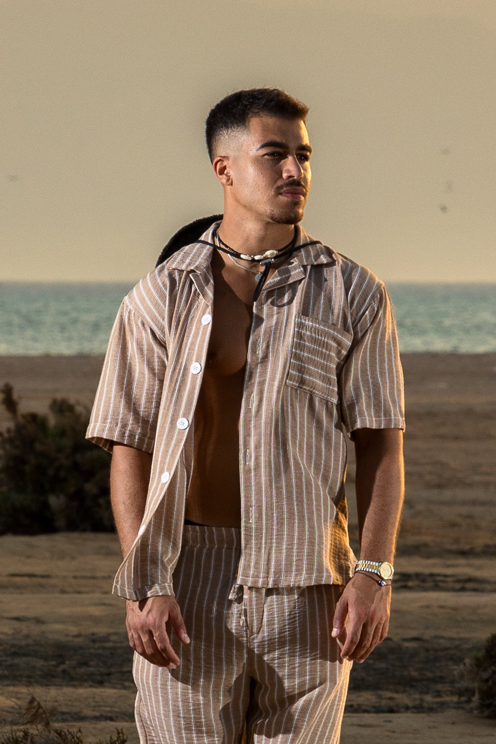 Cedars & Sand – Striped Linen Shirt