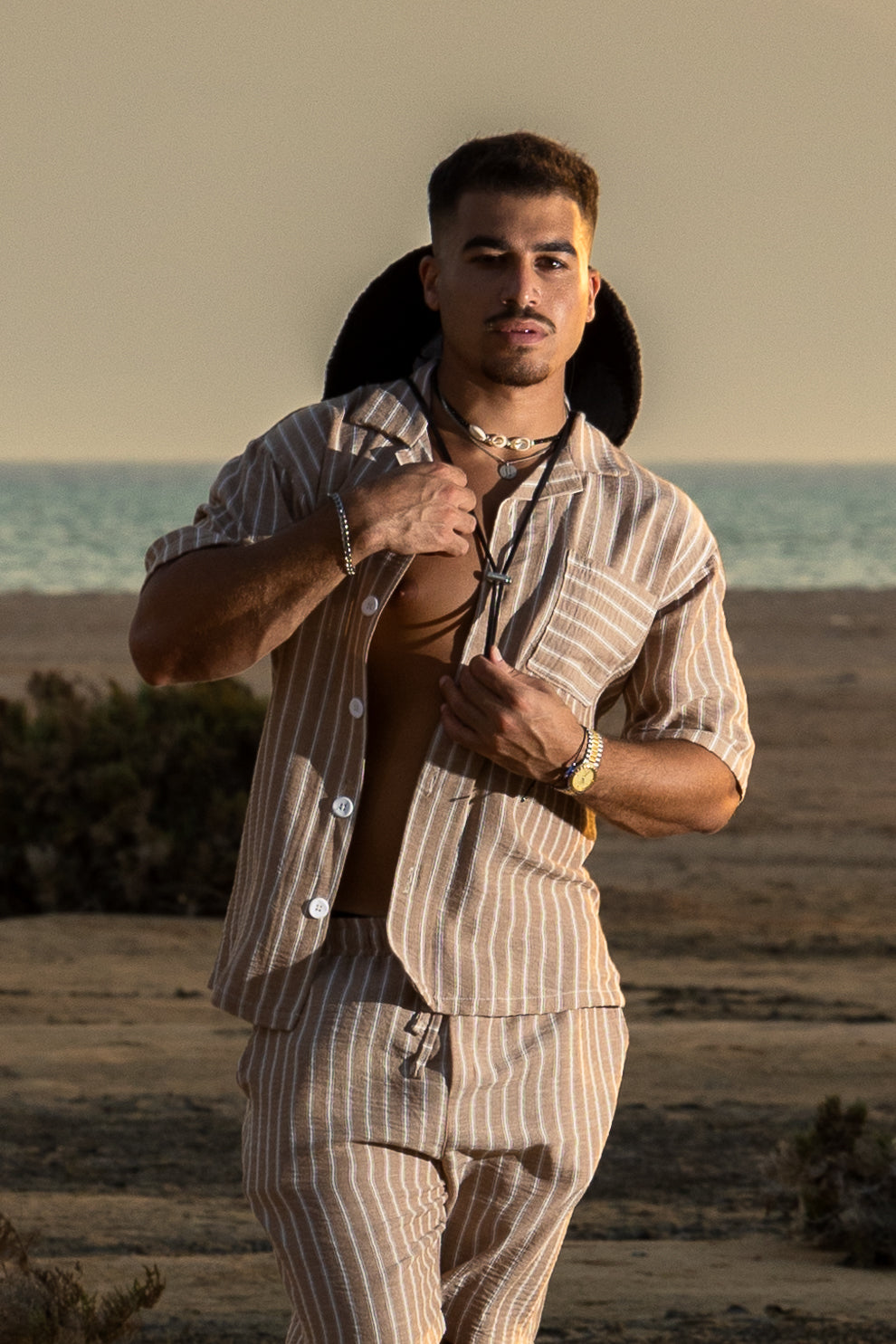 Cedars & Sand – Striped Linen Shirt