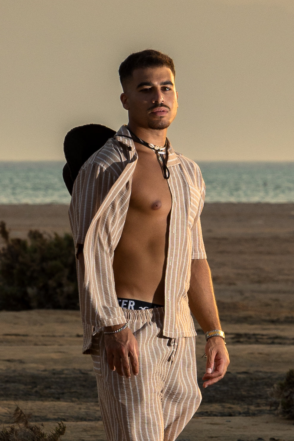 Cedars & Sand – Striped Linen Shirt