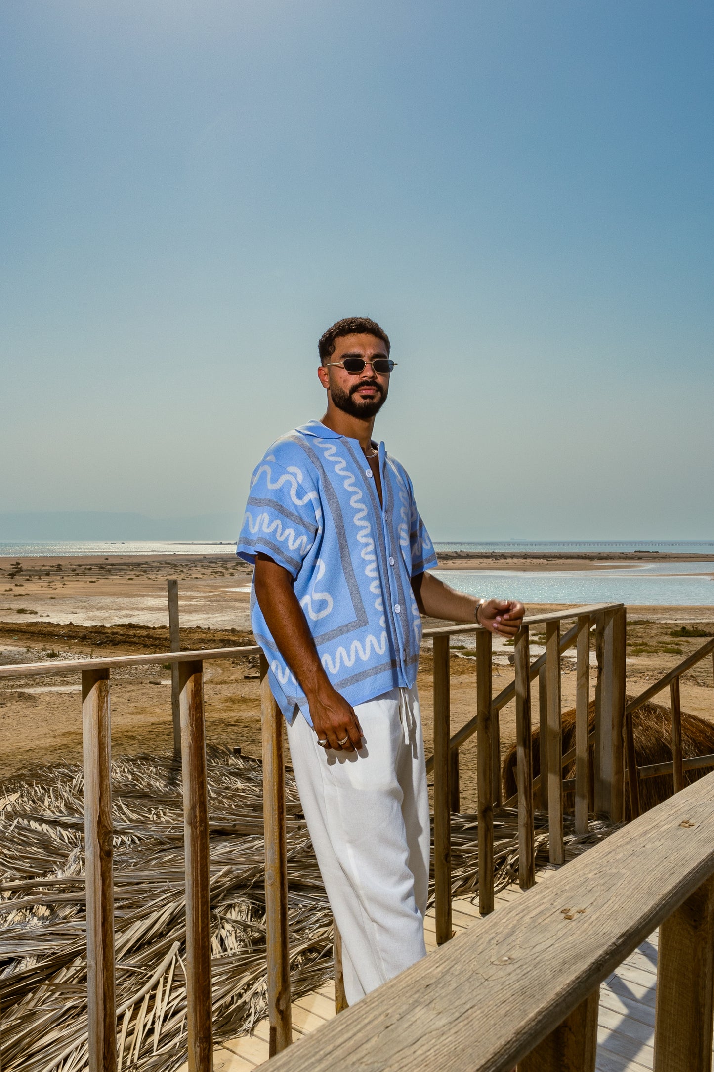 The Knitted Maze Shirt-Sky Blue