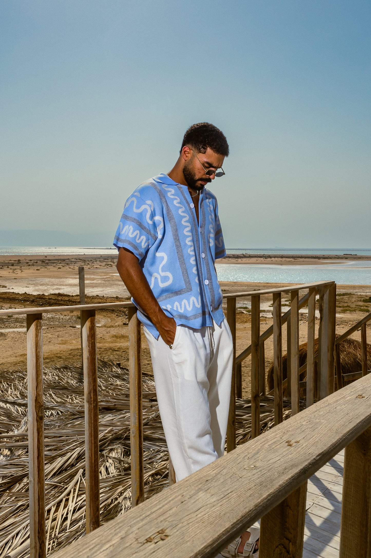 The Knitted Maze Shirt-Sky Blue