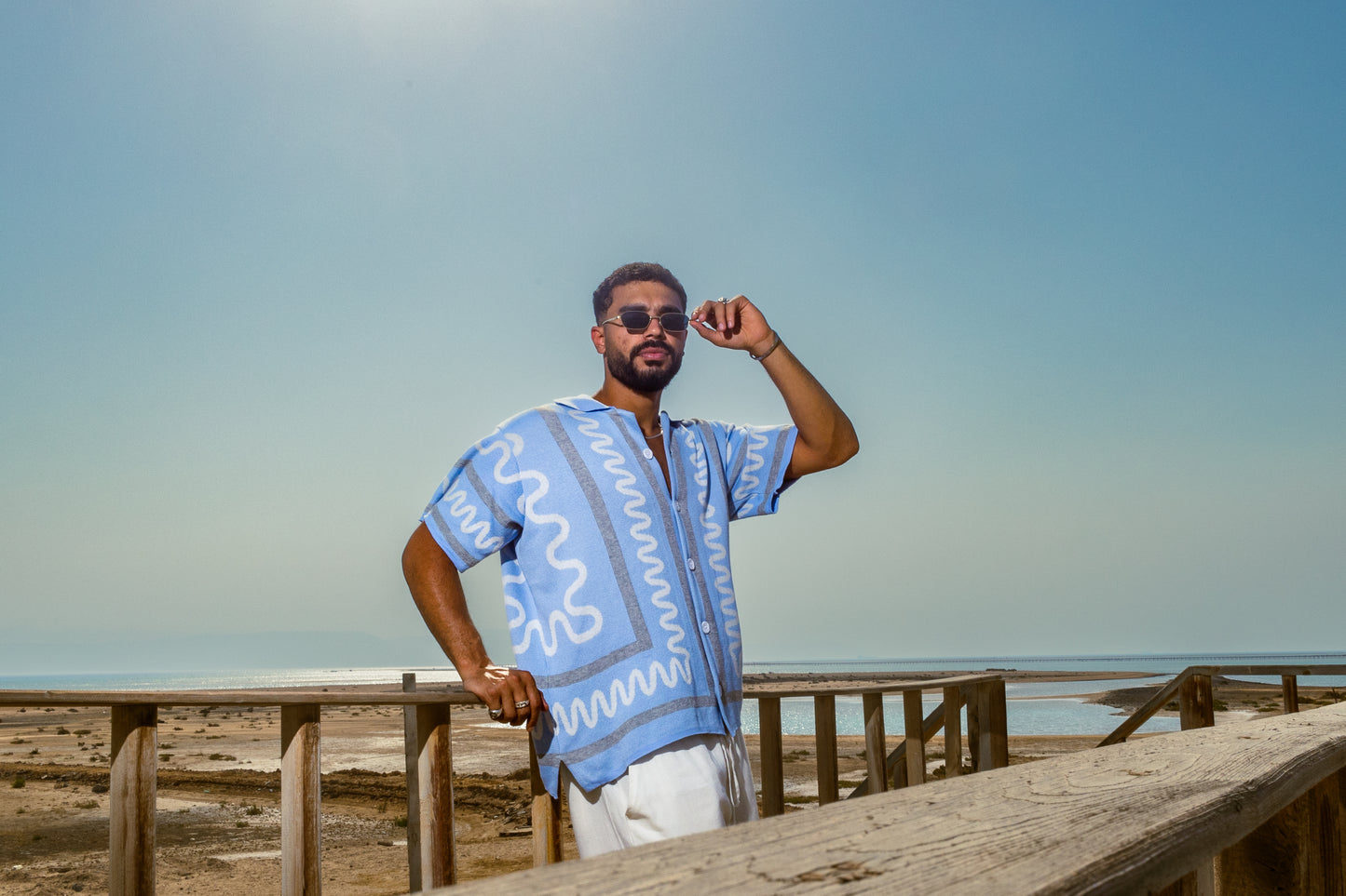 The Knitted Maze Shirt-Sky Blue