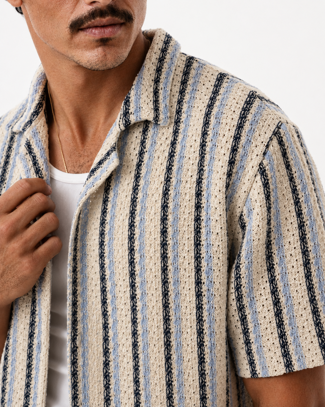 Shoreline Knitted Shirt – Blue