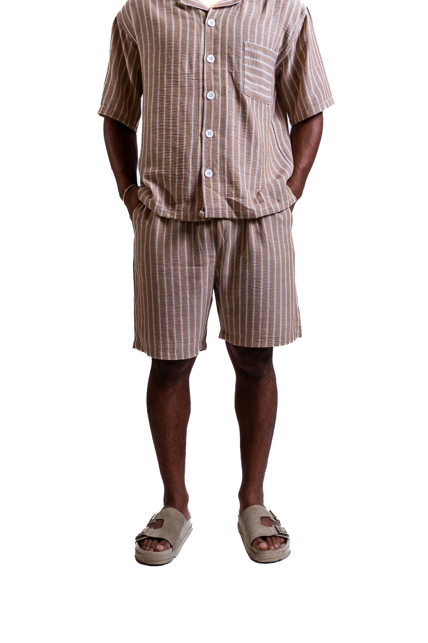 Cedars & Sand – Striped Linen Shorts