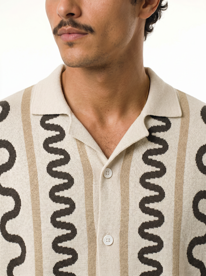 The Knitted Maze Shirt - Earth Beige
