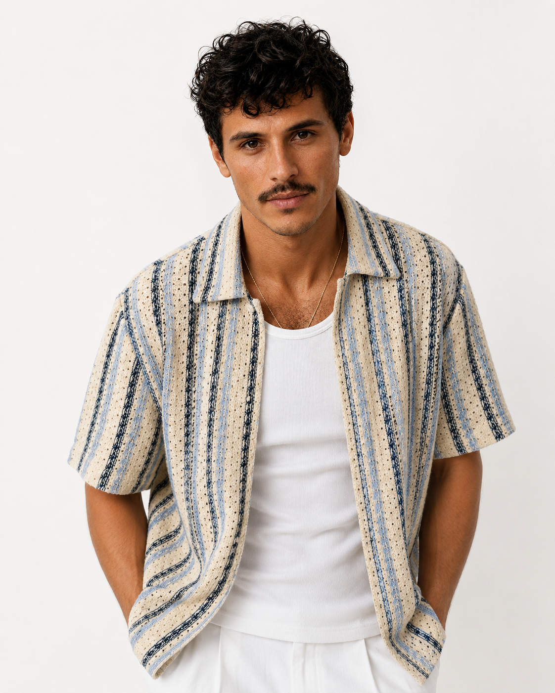 Shoreline Knitted Shirt – Blue
