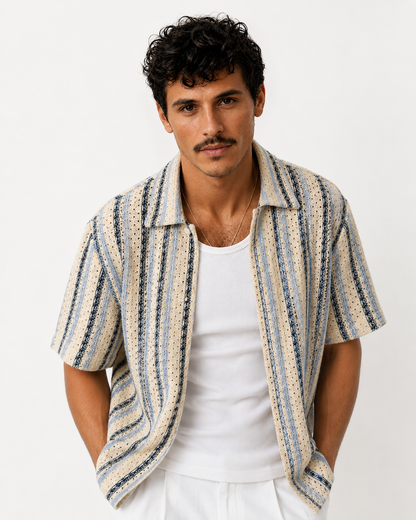 Shoreline Knitted Shirt – Blue