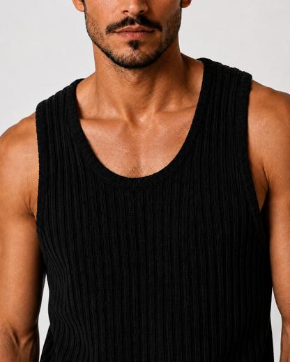 Yen Knitted Tank Top – Black