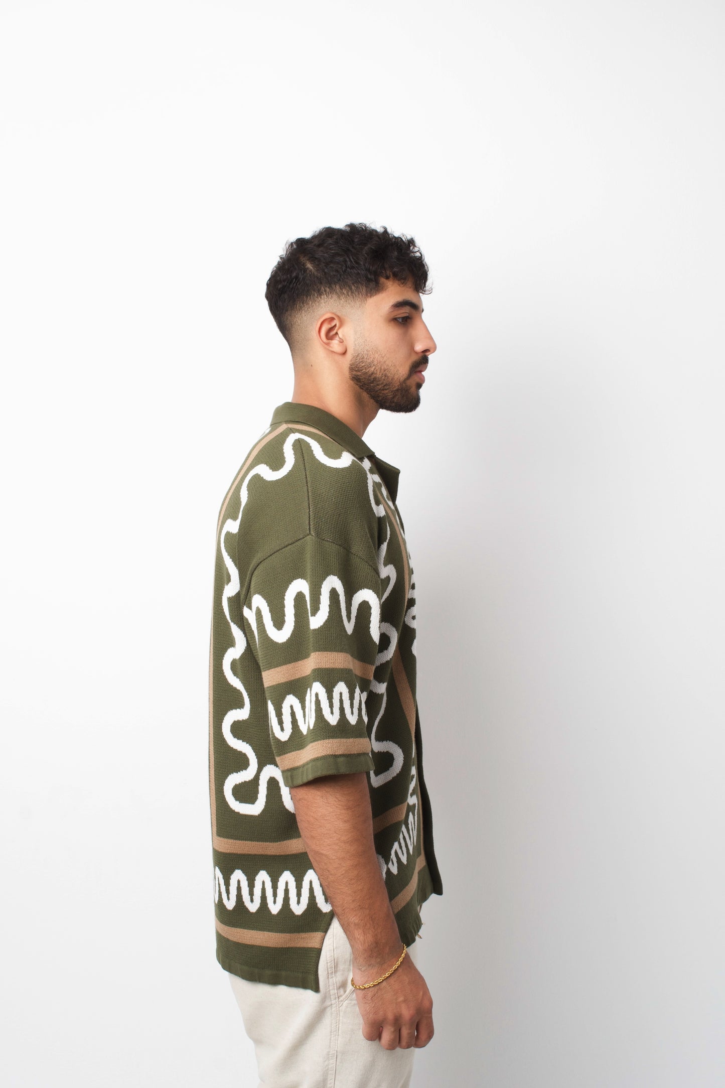 Jacquard Knit Shirt-Hunter Green