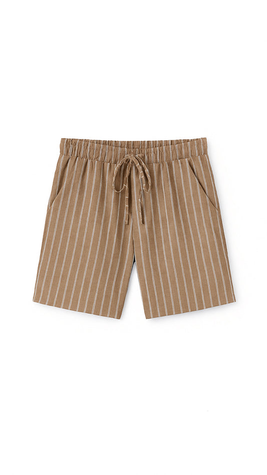 Cedars & Sand – Striped Linen Shorts