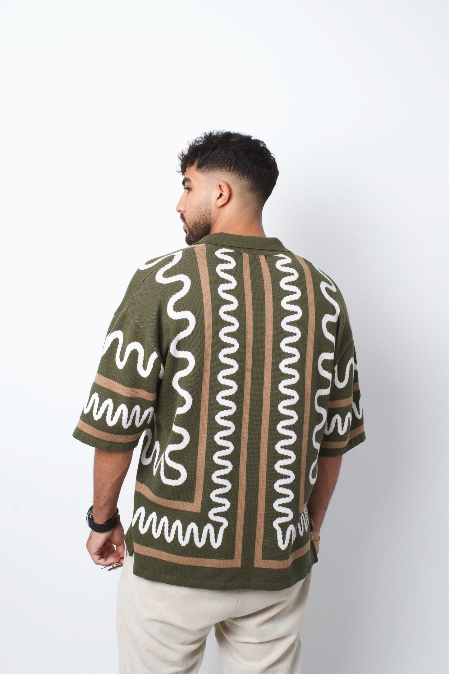 Jacquard Knit Shirt-Hunter Green