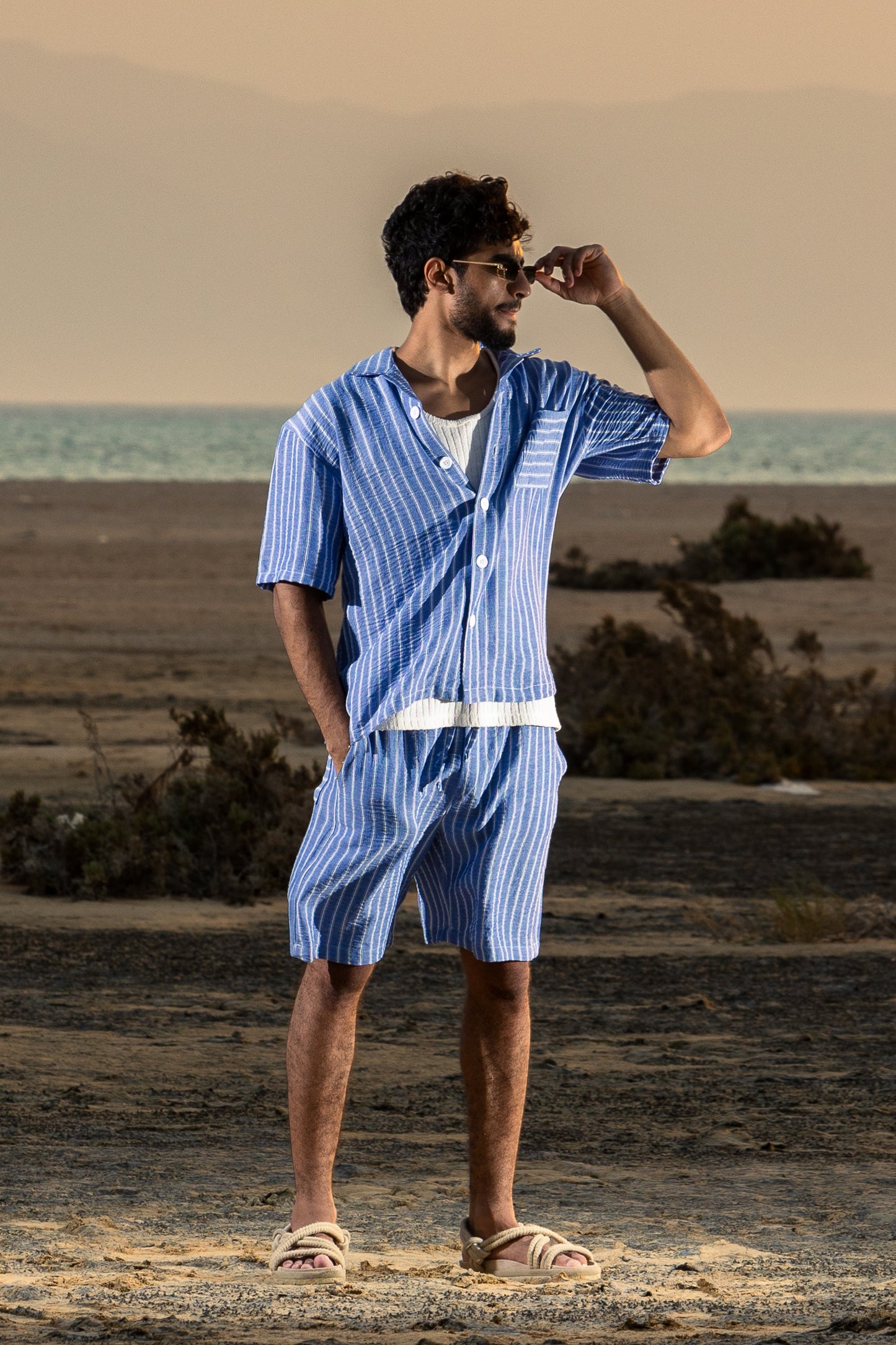 Medina Tide – Striped Linen Shorts