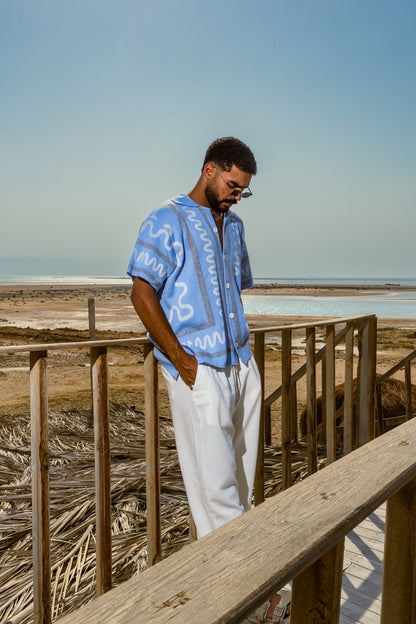 The Knitted Maze Shirt-Sky Blue