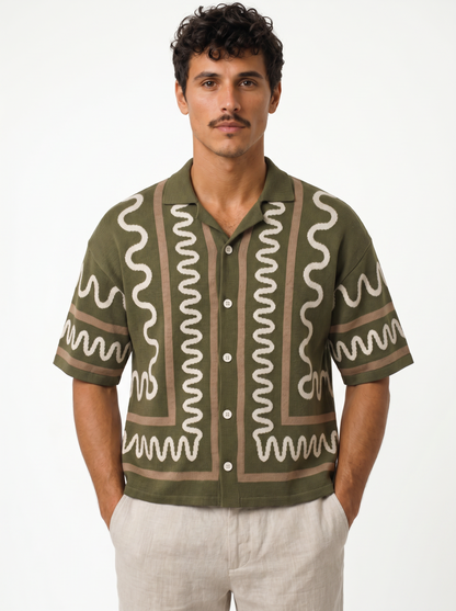 The Knitted Maze Shirt-Hunter Green