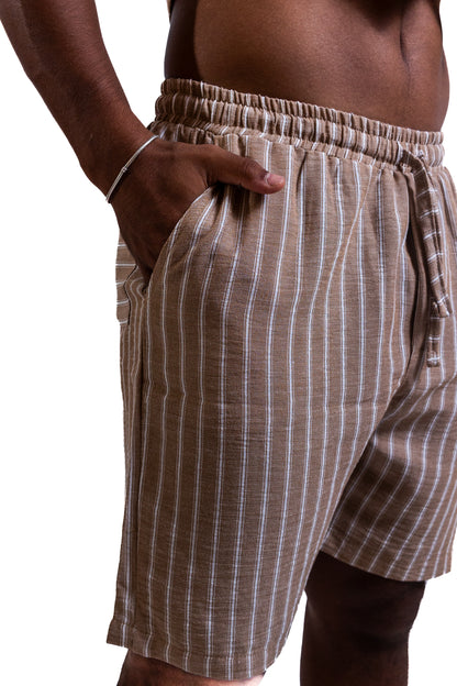 Cedars & Sand – Striped Linen Shorts