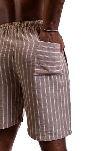 Cedars & Sand – Striped Linen Shorts