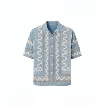 The Knitted Maze Shirt-Sky Blue