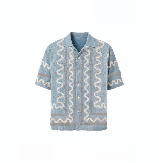 The Knitted Maze Shirt-Sky Blue